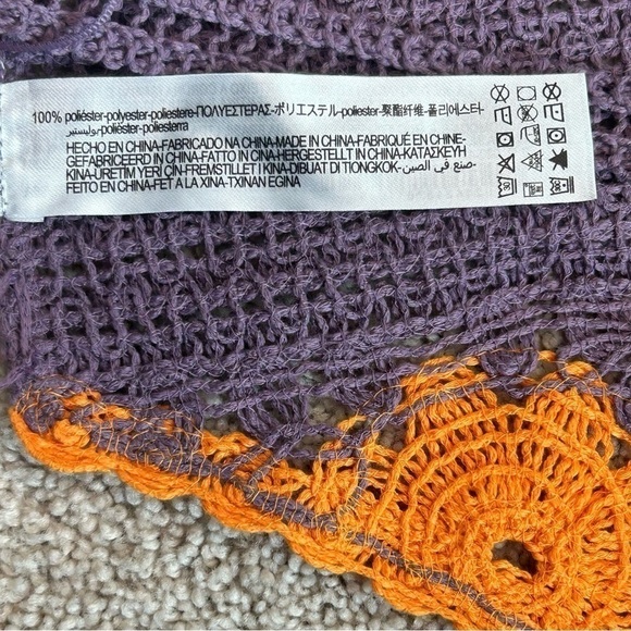 Zara purple orange crochet knit boho halter crop top NWT bohemian - Picture 9 of 13